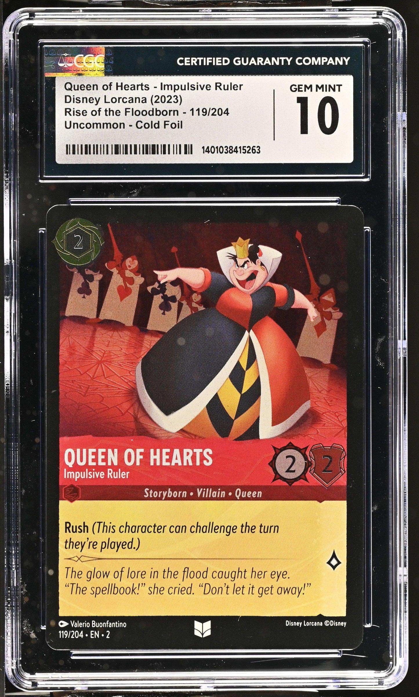 Disney Lorcana TCG Queen of Hearts - Impulsive Ruler #119/204 English CGC 10