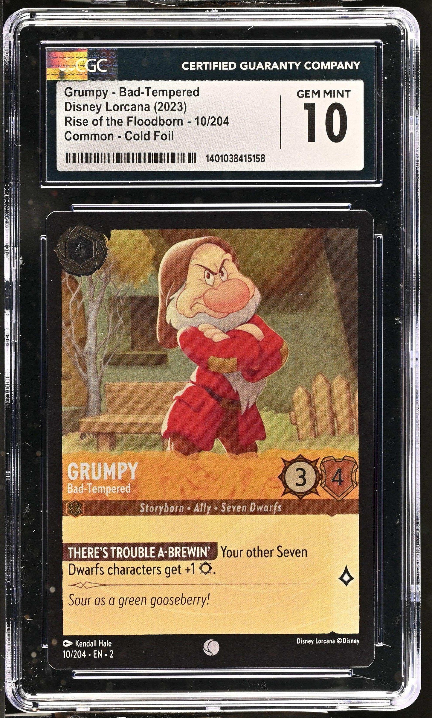 Disney Lorcana TCG Grumpy - Bad-Tempered #10/204 English CGC 10