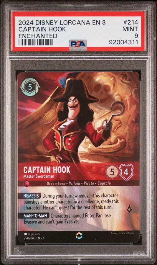 2024 Disney Lorcana TCG Captain Hook #214 Enchanted PSA 9