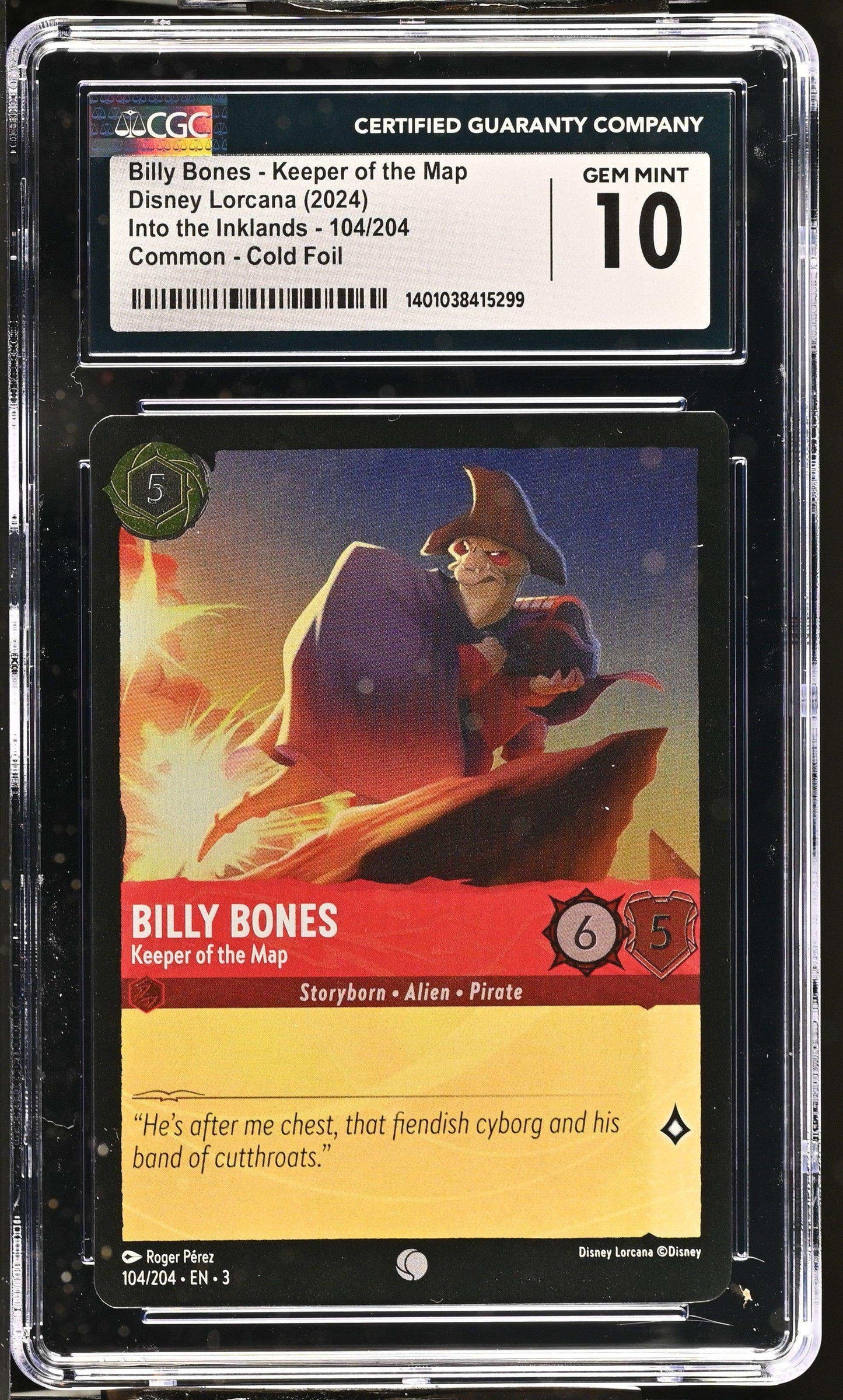 Disney Lorcana TCG Billy Bones - Keeper of the Map #104/204 English CGC 10