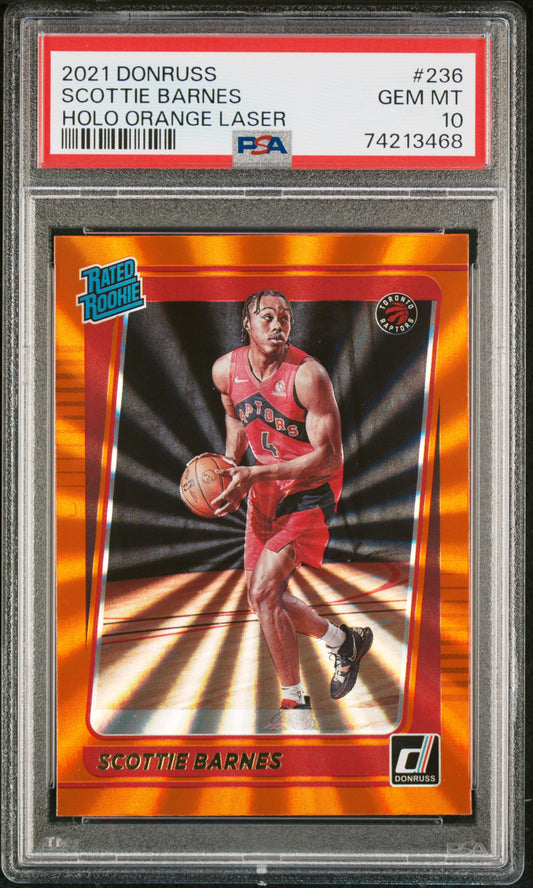 2021 Panini Donruss Scottie Barnes #236 Holo Orange Laser PSA 10