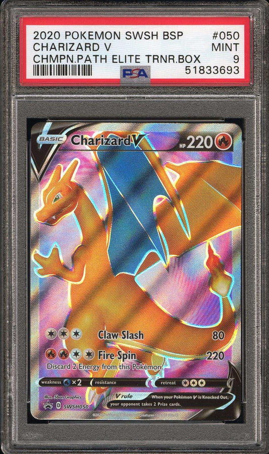 PokéMon TCG Charizard V #050 Chmpn.Path Elite Trnr.Box PSA 9