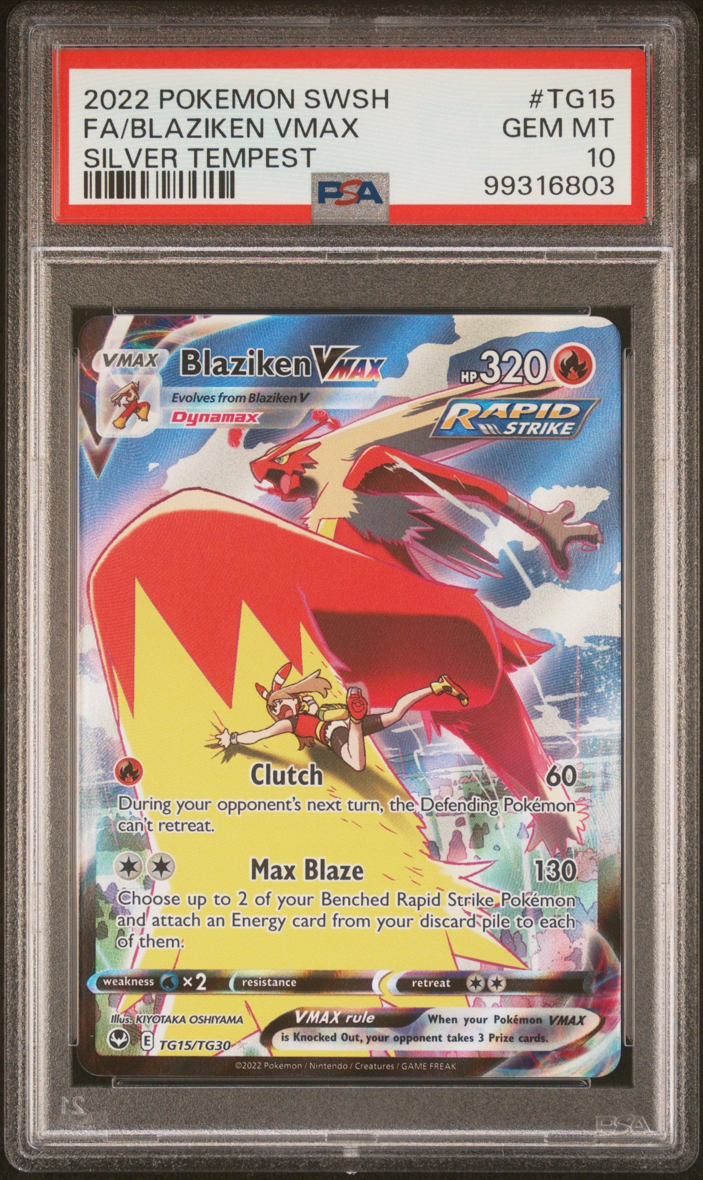 PokéMon TCG Blaziken Vmax Fa #TG15 Silver Tempest PSA 10