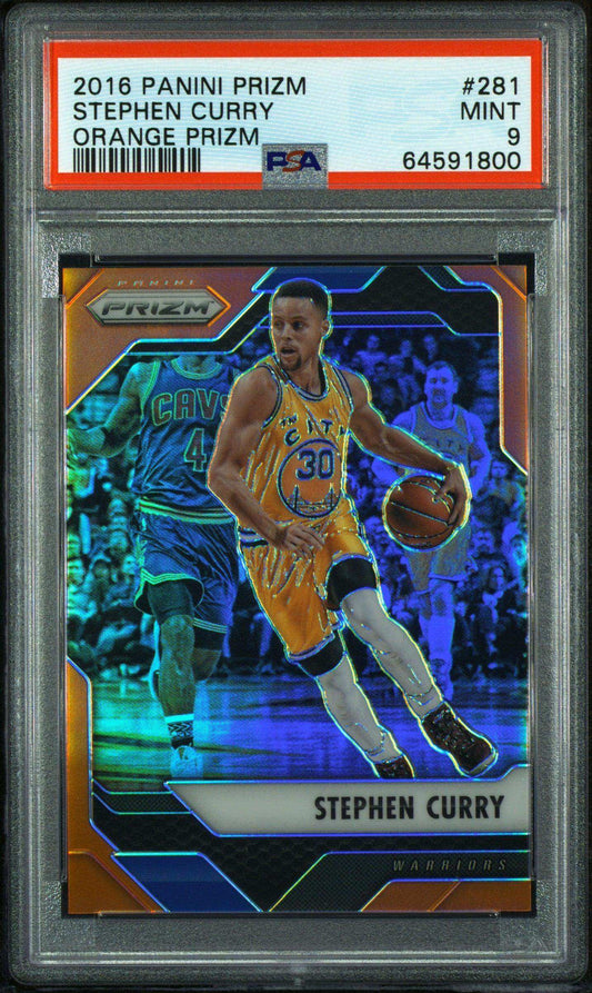 2016 Panini Prizm Stephen Curry #281 Orange Prizm PSA 9