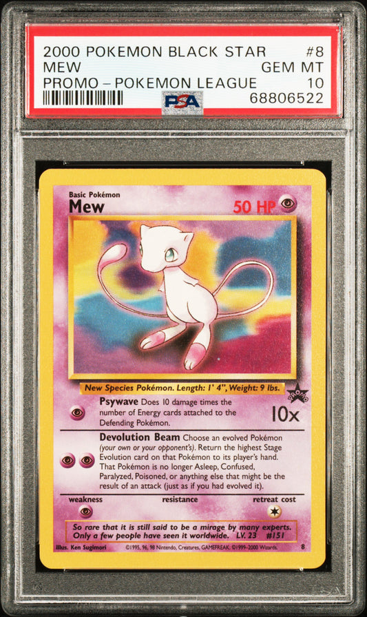 PokéMon TCG Mew #8 Promo-Pokemon League PSA 10