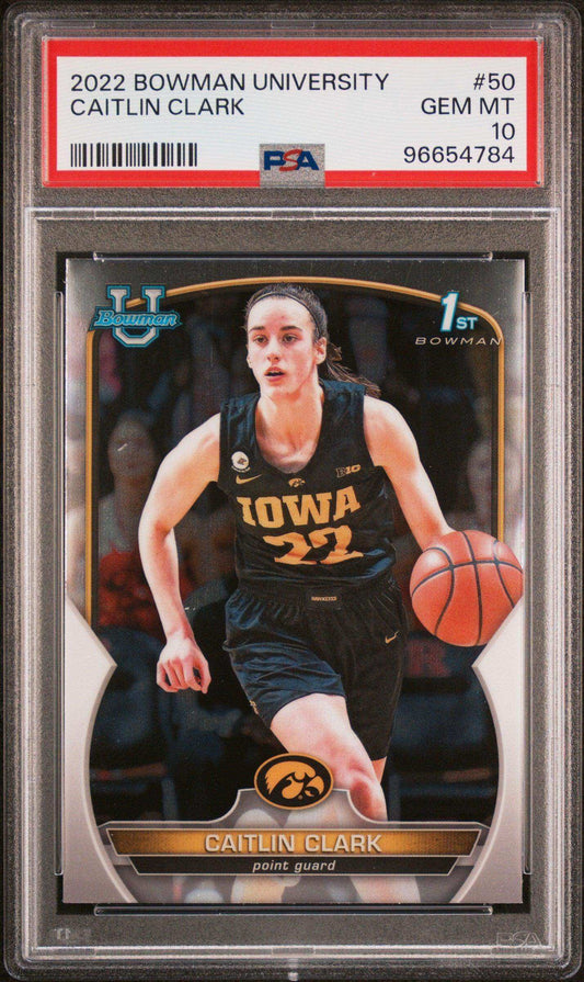 2022 Bowman Chrome University Caitlin Clark #50 PSA 10