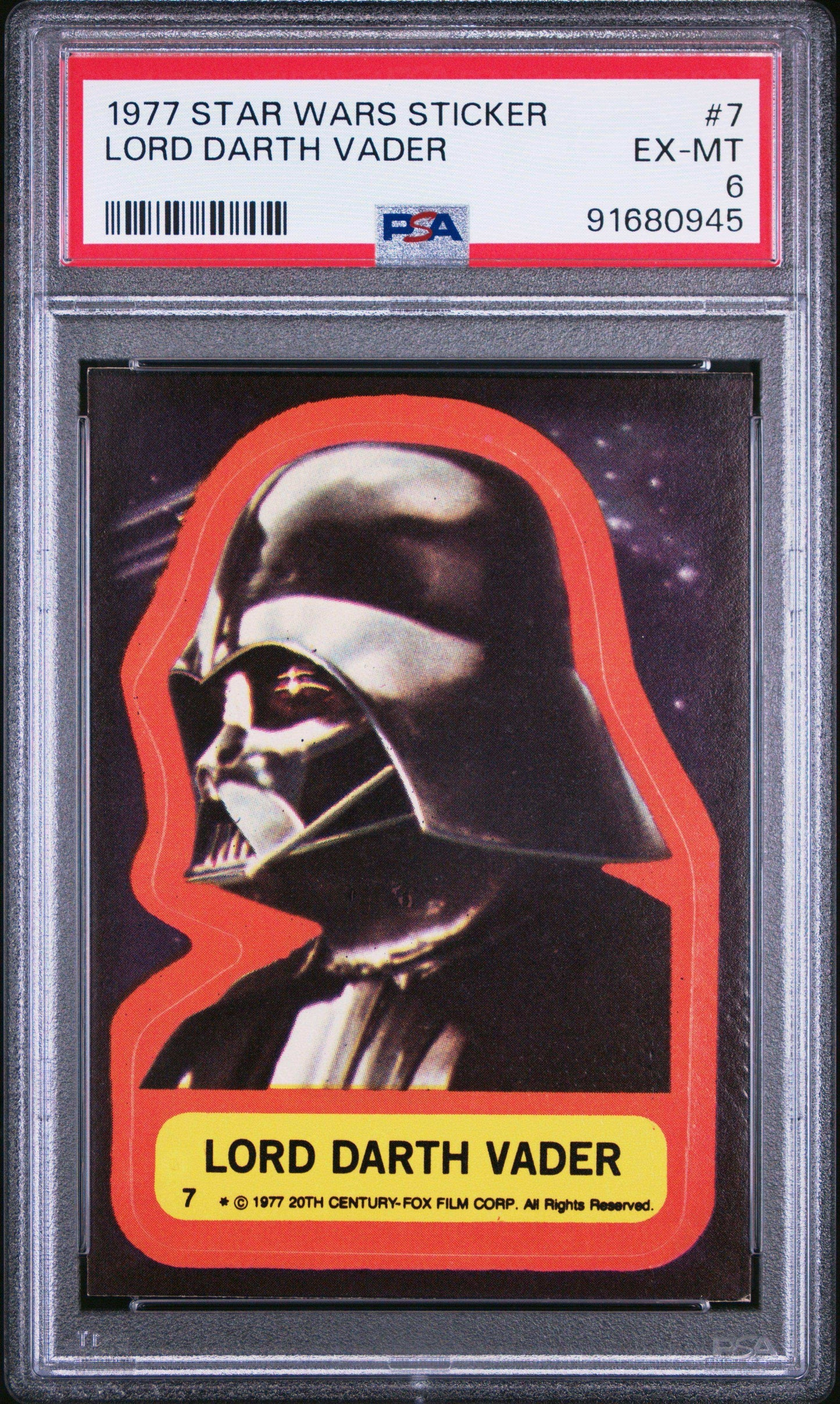 1977 Star Wars Stickers Lord Darth Vader #7 PSA 6