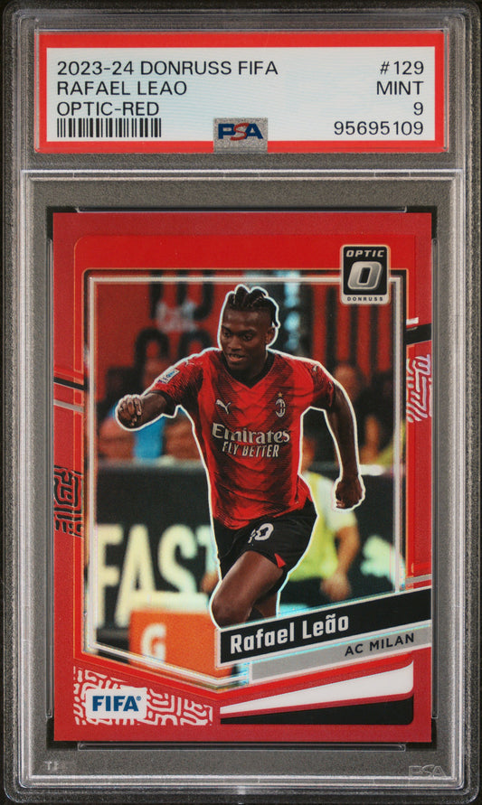 2023-24 Panini Donruss FIFA Rafael Leao #129 Optic Red PSA 9