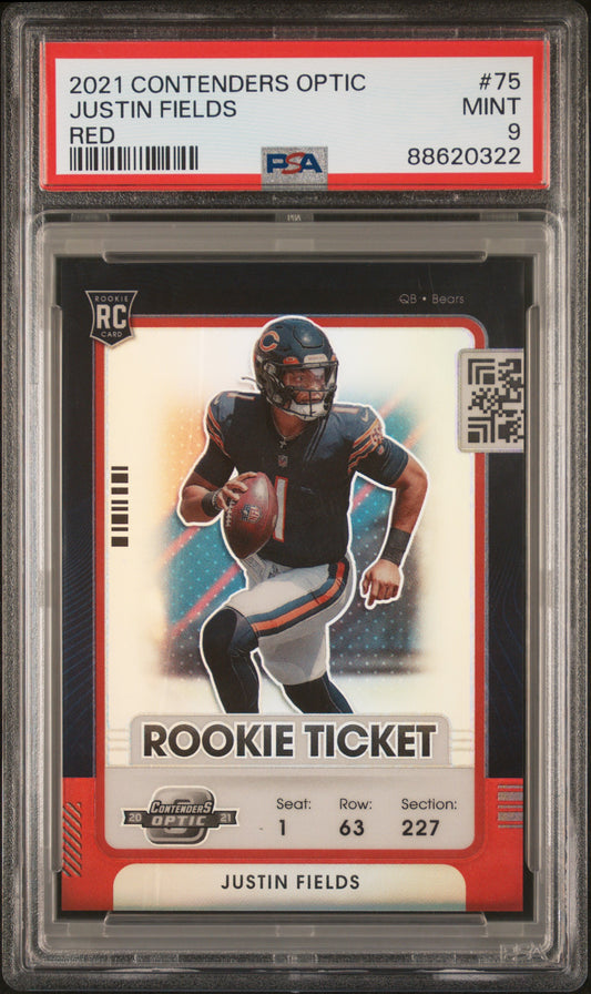 2021 Panini Contenders Optic Justin Fields #75 Red PSA 9