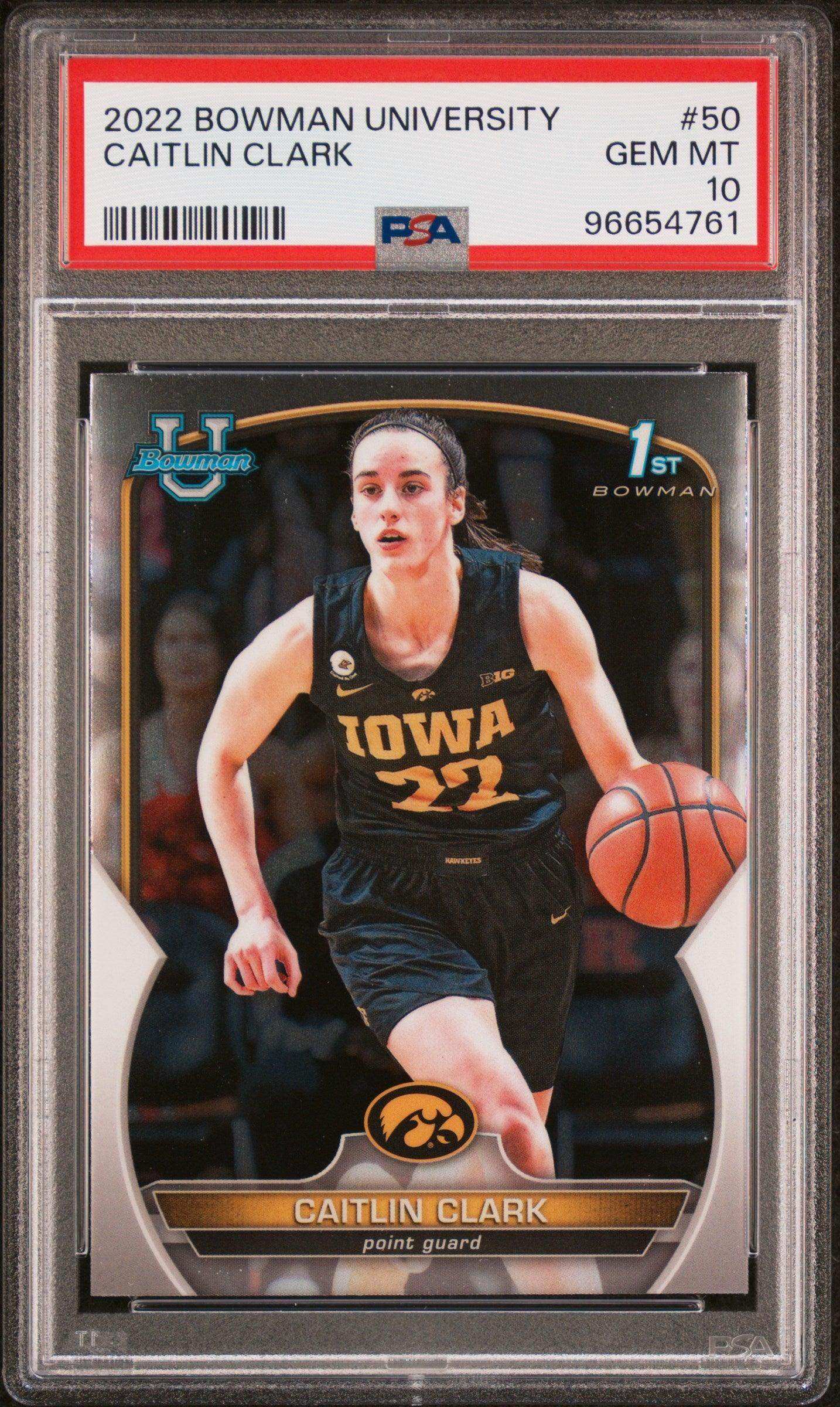 2022 Bowman Chrome University Caitlin Clark #50 PSA 10