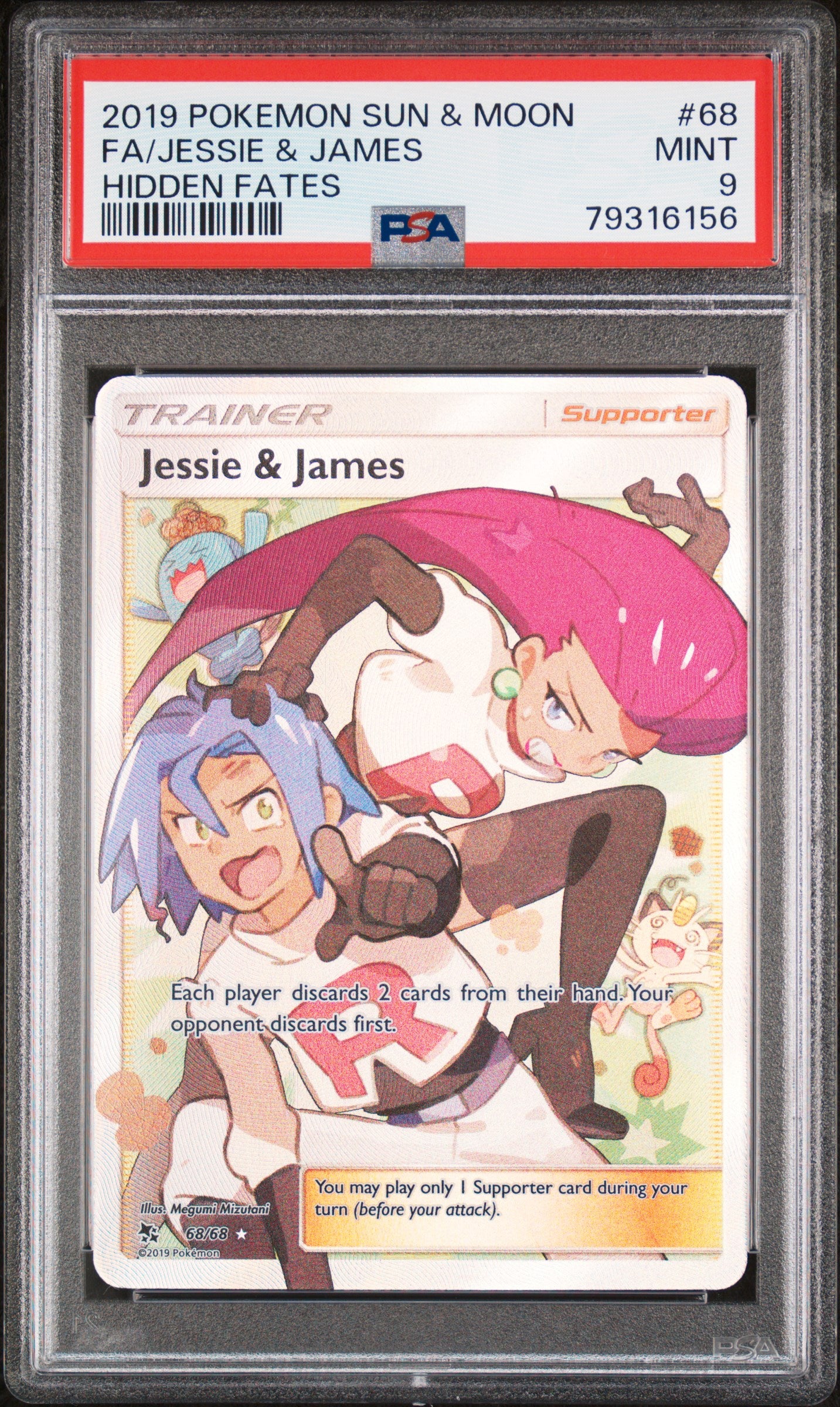 PokéMon TCG Jessie & James Fa #68 Mongolian Hidden Fates PSA 9