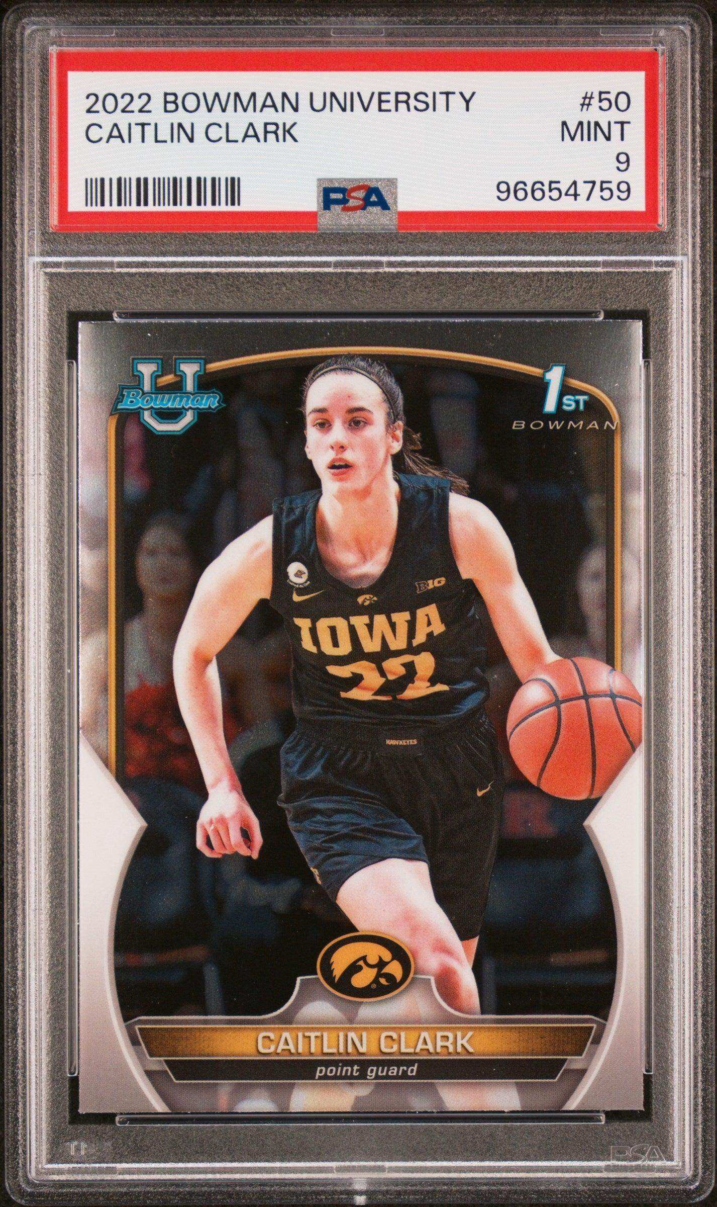 2022 Bowman Chrome University Caitlin Clark #50 PSA 9