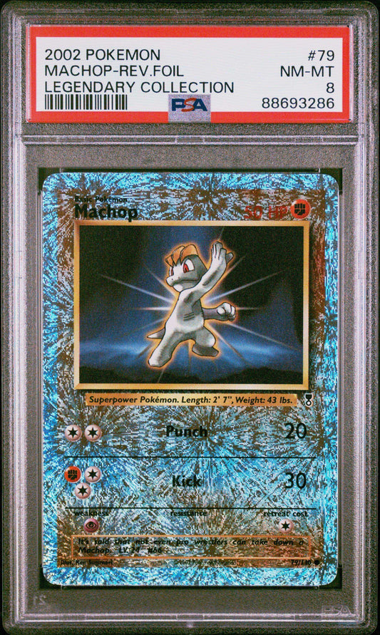 PokéMon TCG Machop-Rev. Foil #79 Legendary Collection PSA 8