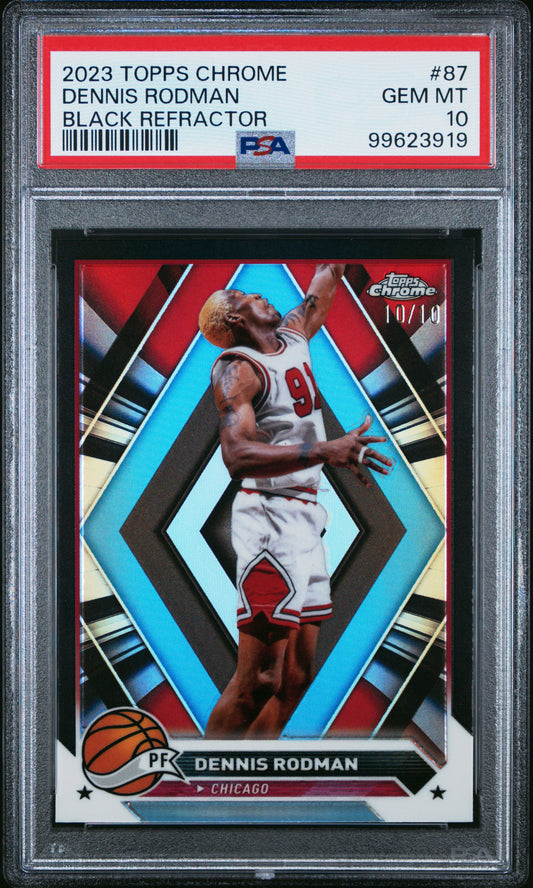 2023 Topps Chrome Dennis Rodman #87 Black Refractor PSA 10