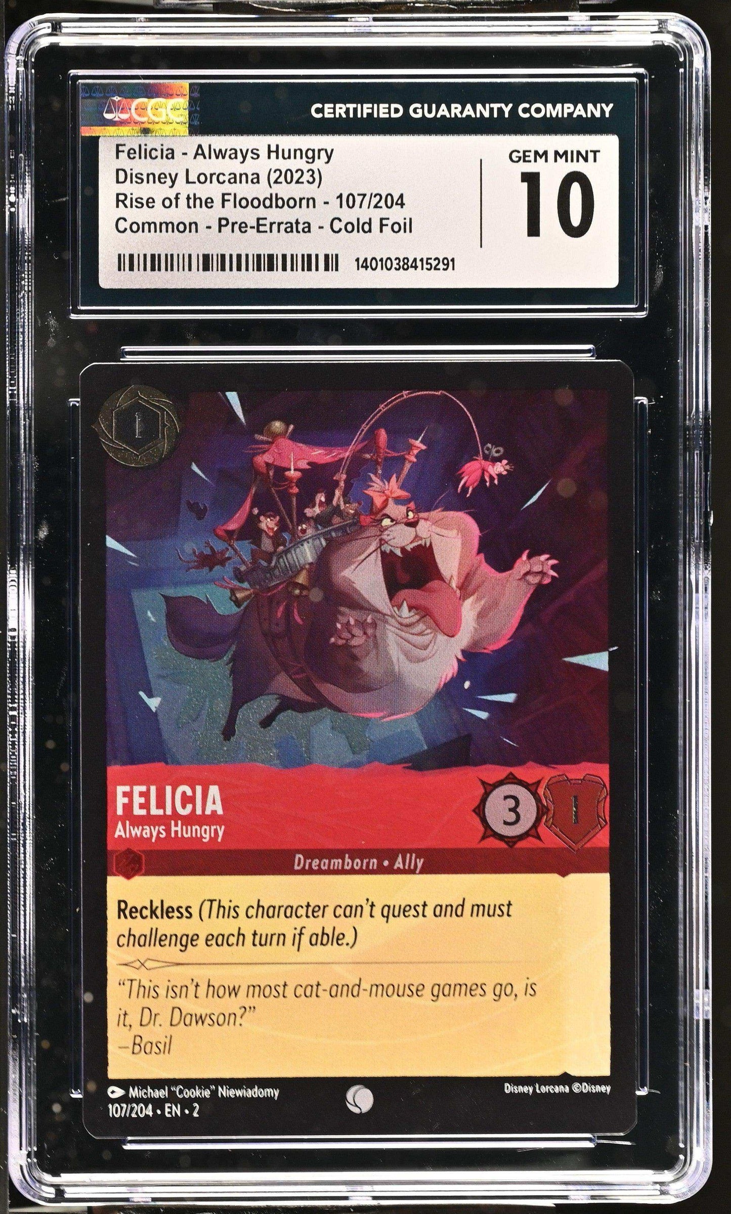 Disney Lorcana TCG Felicia - Always Hungry #107/204 English CGC 10