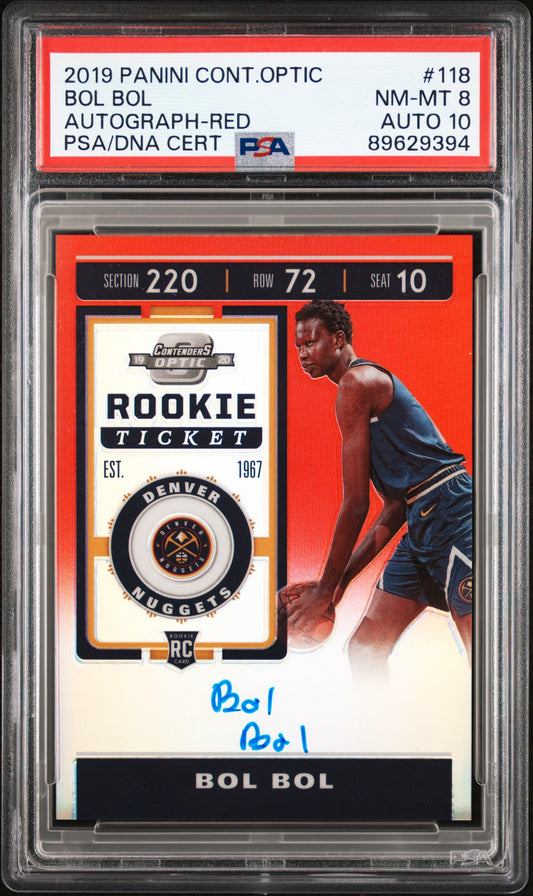 2019 Panini Contenders Optic Bol Bol #118 Autograph Red PSA 8 Auto 10