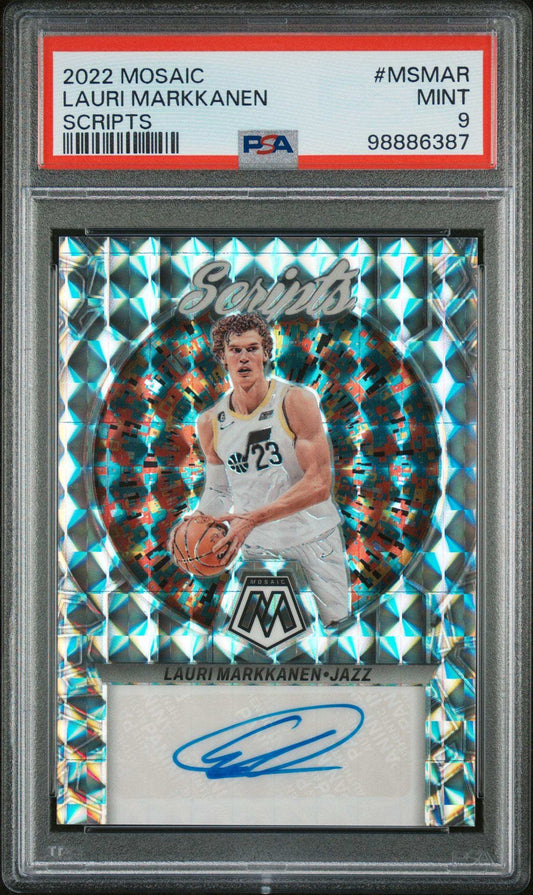 2022 Panini Mosaic Scripts Lauri Markkanen #MSMAR PSA 9