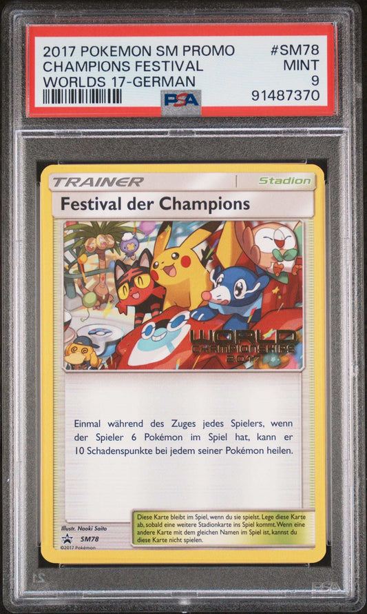 PokéMon TCG Champions Festival #SM78 Worlds 17-German PSA 9