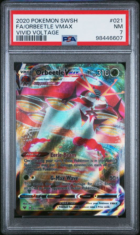 PokéMon TCG Orbeetle Vmax Fa #021 Vivid Voltage PSA 7