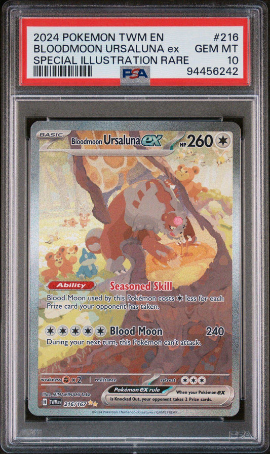 2024 PokéMon TCG Bloodmoon Ursaluna EX #216 PSA 10