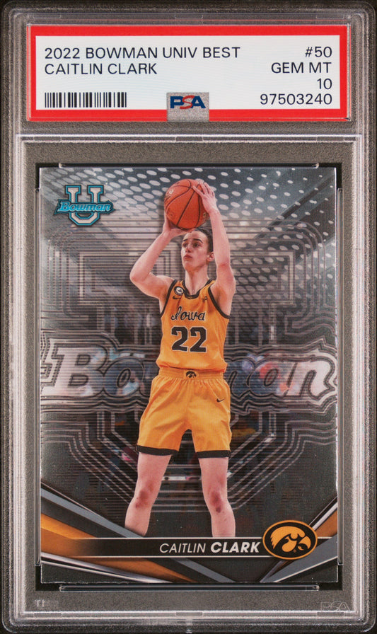 2022 Bowman University Best Caitlin Clark #50 PSA 10