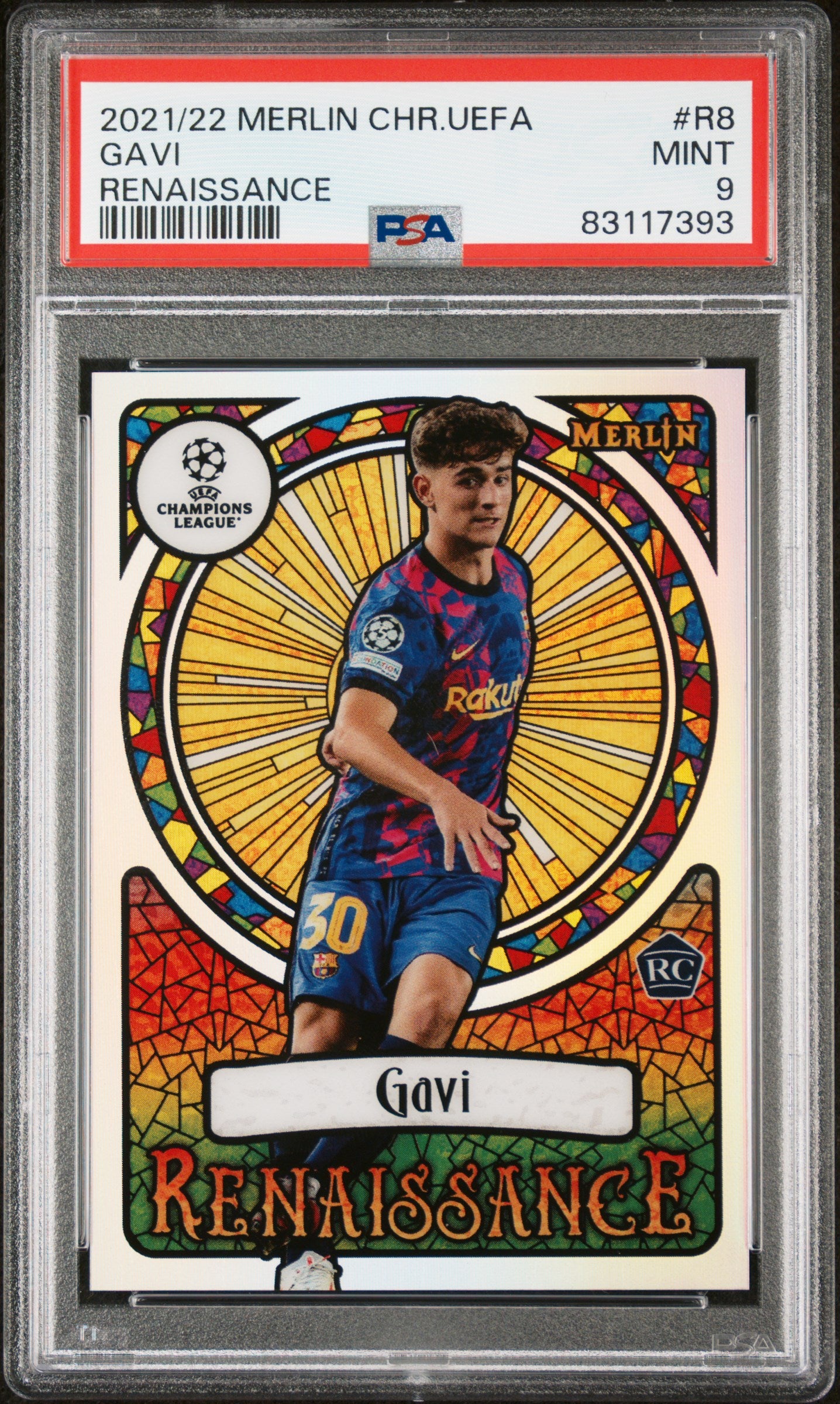 2021-2022 Topps Merlin Chrome UEFA League Renaissance Gavi #R8 PSA 9