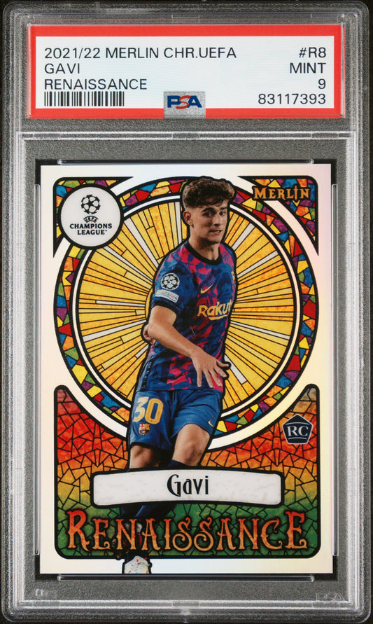 2021-2022 Topps Merlin Chrome UEFA League Renaissance Gavi #R8 PSA 9