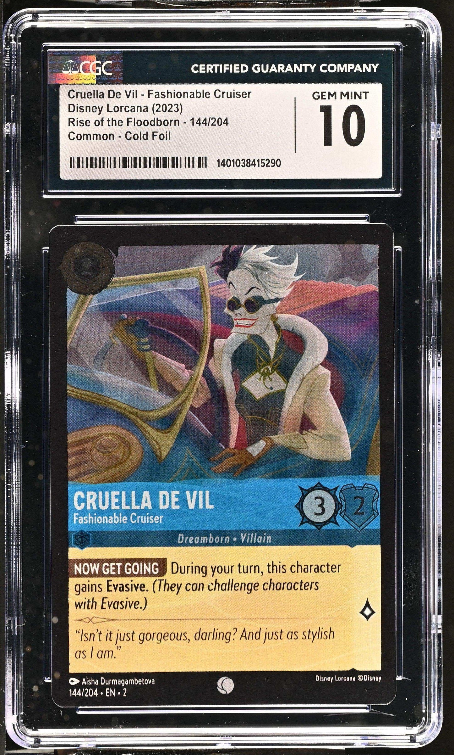 Disney Lorcana TCG Cruella De Vil - Fashionable Cruiser #144/204 English CGC 10