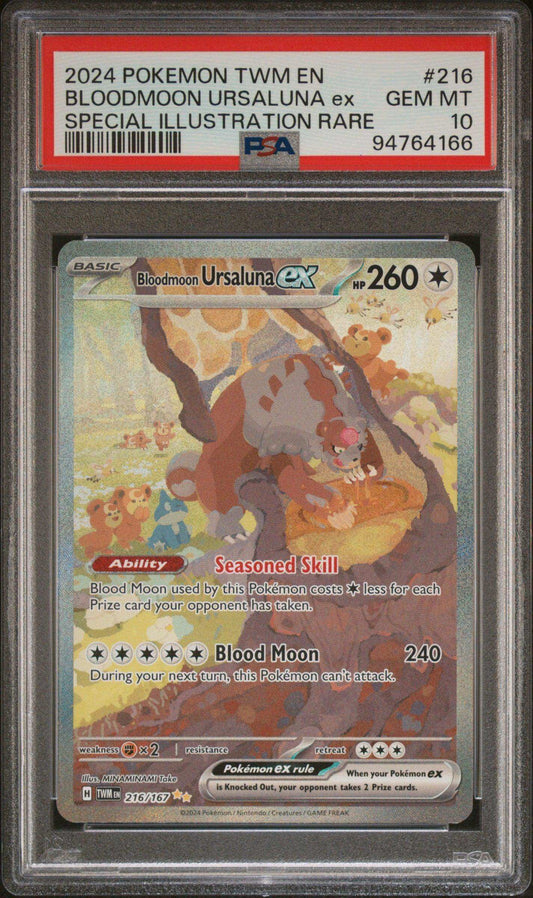 2024 PokéMon TCG Bloodmoon Ursaluna EX #216 PSA 10