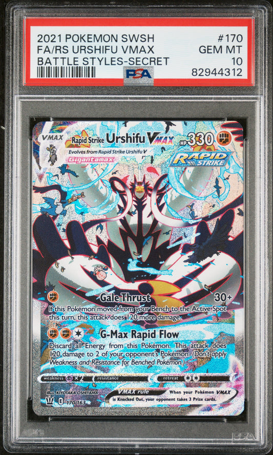 PokéMon TCG RS Urshifu Vmax Fa #170 Battle Styles-Secret PSA 10