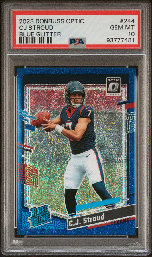 2023 Panini Donruss Optic CJ Stroud #244 Blue Glitter PSA