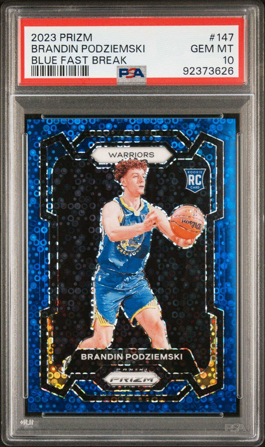 2023 Panini Prizm Brandin Podziemski #147 Blue Fast Break PSA 10