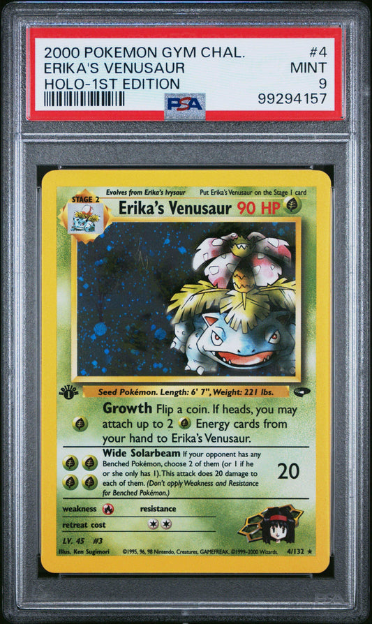 PokéMon TCG Erika's Venusaur #4 Holo-1ST Edition PSA 9