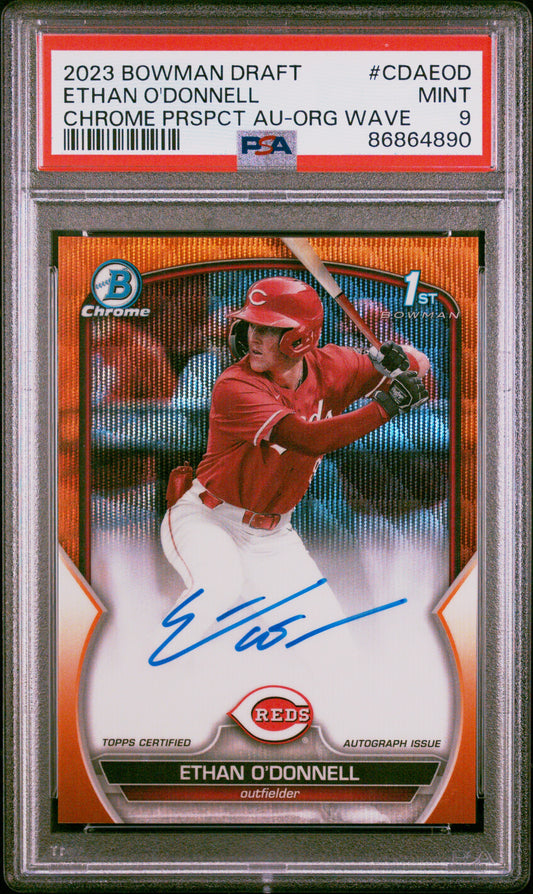 2023 Bowman Draft Chrome Prospect Autograph Ethan O'donnell #CDAEOD Prspct Org Wave PSA 9