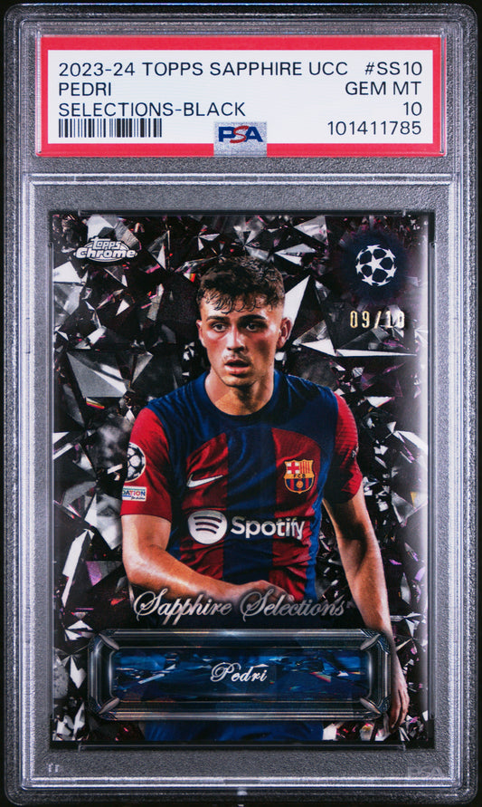 2023-24 Topps Chrome Sapphire Edition UEFA Club Competitions Sapphire Selections Pedri #SS10 Black PSA 10