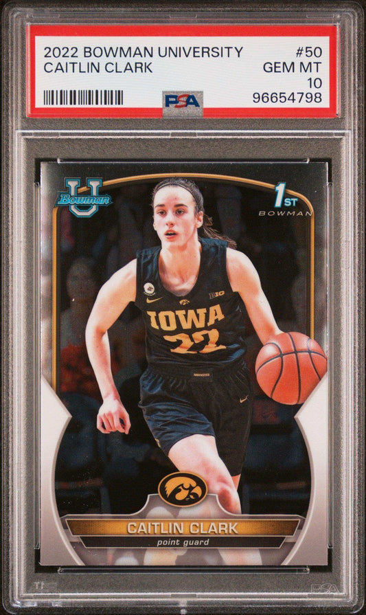 2022 Bowman Chrome University Caitlin Clark #50 PSA 10