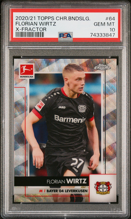 2020 Topps Chrome Bundesliga Florian Wirtz #64 X Fractor PSA 10