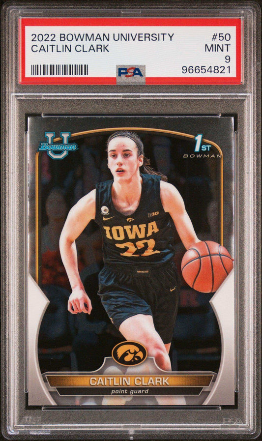 2022 Bowman Chrome University Caitlin Clark #50 PSA 9