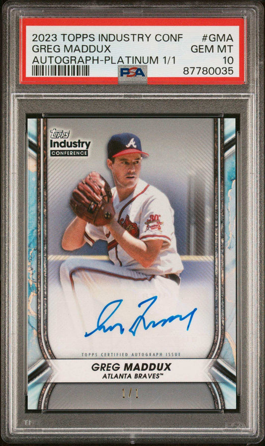 2023 Topps Industry Conference Autograph Greg Maddux #GMA Platinum 1 1 PSA 10