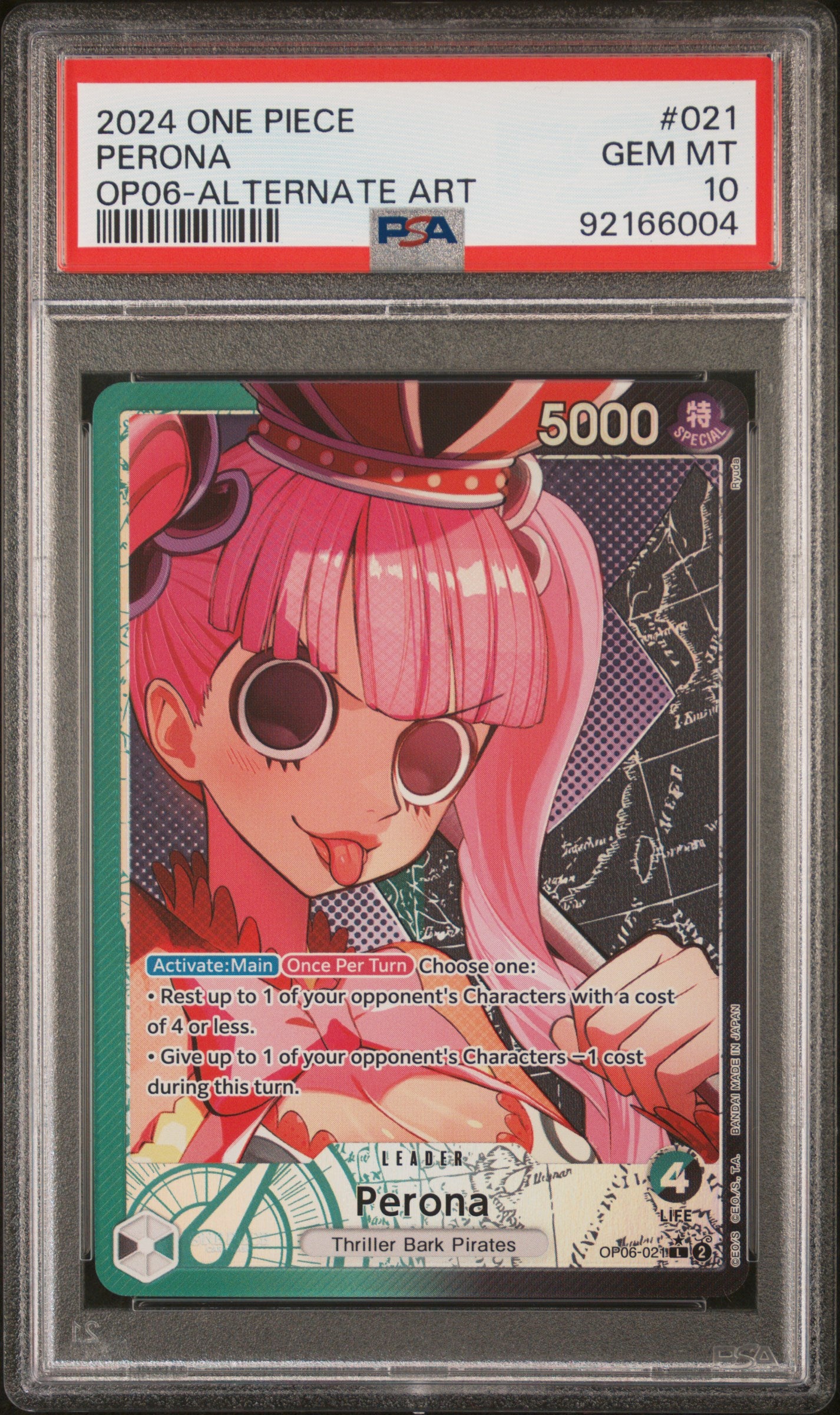 One Piece CCG Perona #021 Tok Pisin Op06-Alternate Art PSA 10