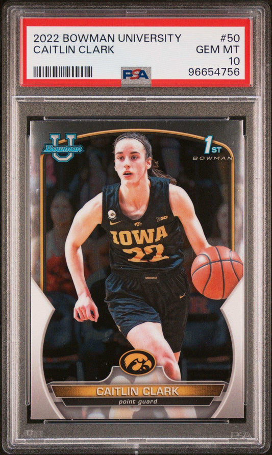 2022 Bowman Chrome University Caitlin Clark #50 PSA 10