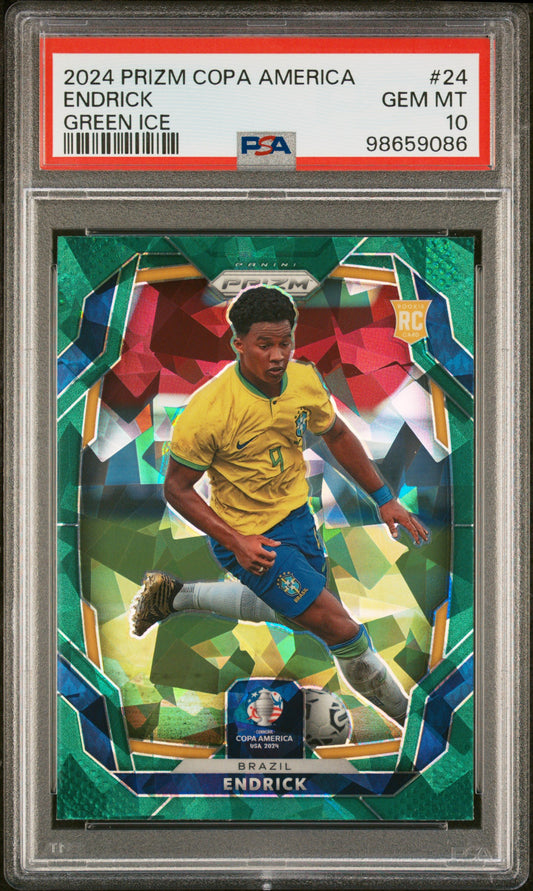 2024 Panini Prizm Conmebol Copa America Endrick #24 Green Ice PSA 10