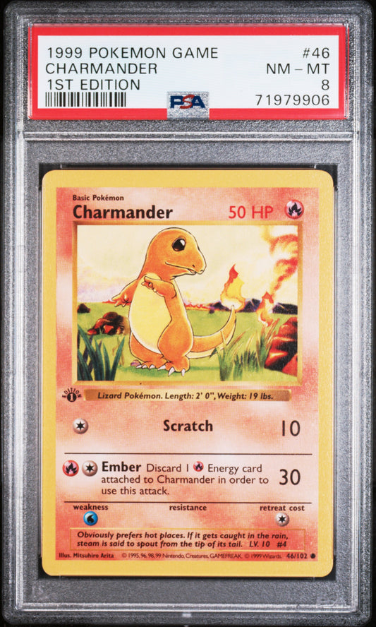 PokéMon TCG Charmander #46 1ST Edition PSA 8