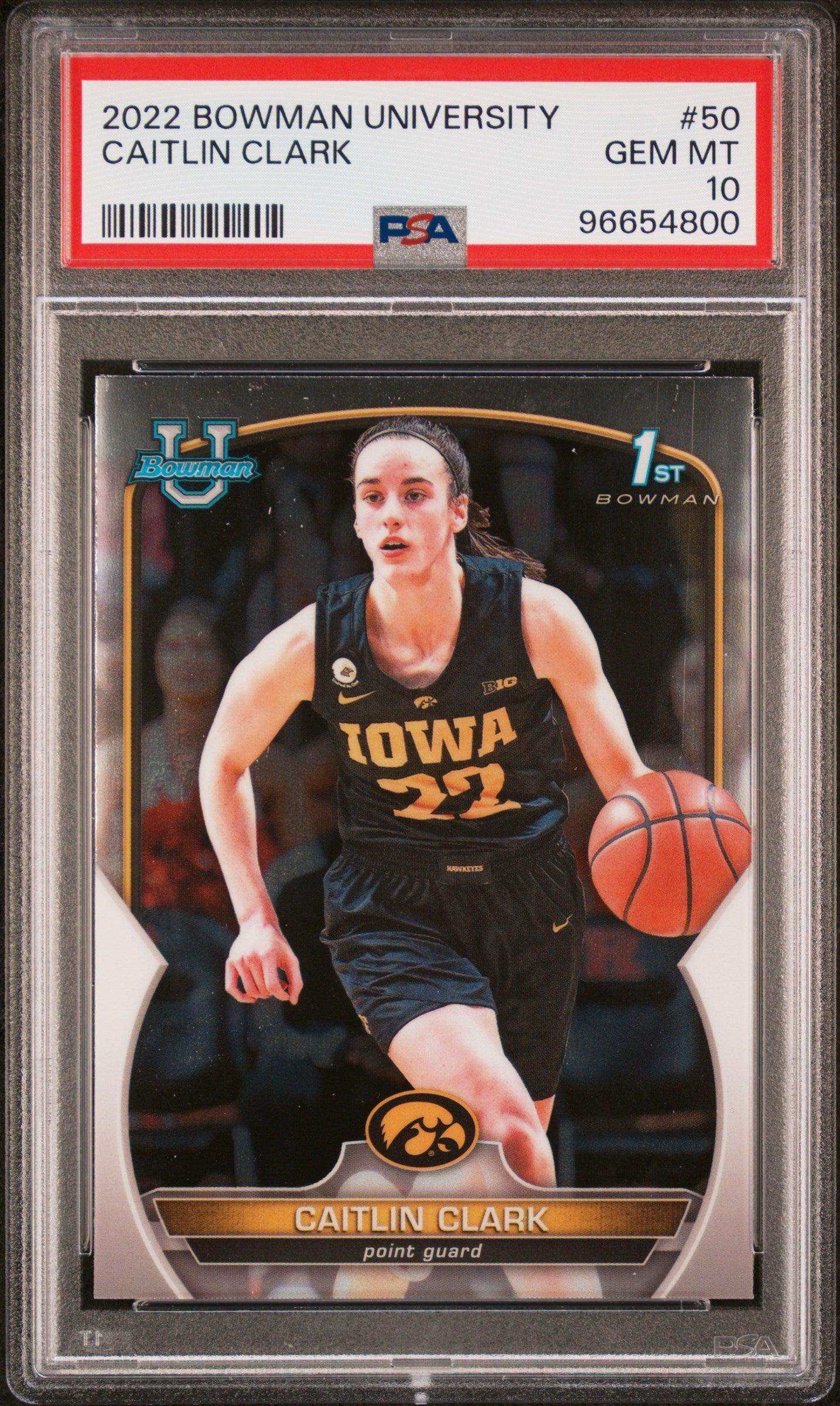 2022 Bowman Chrome University Caitlin Clark #50 PSA 10