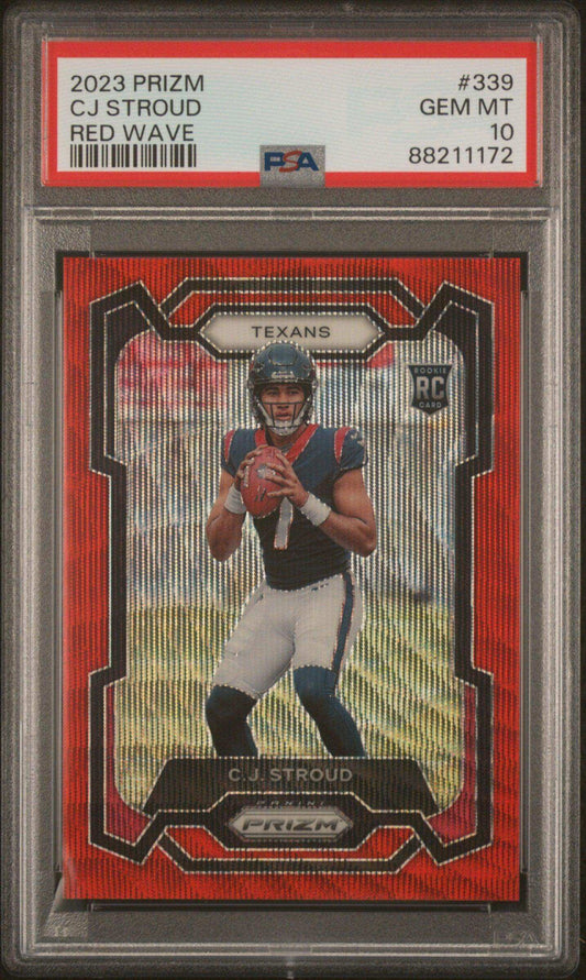 2023 Panini Prizm CJ Stroud #339 Red Wave PSA 10