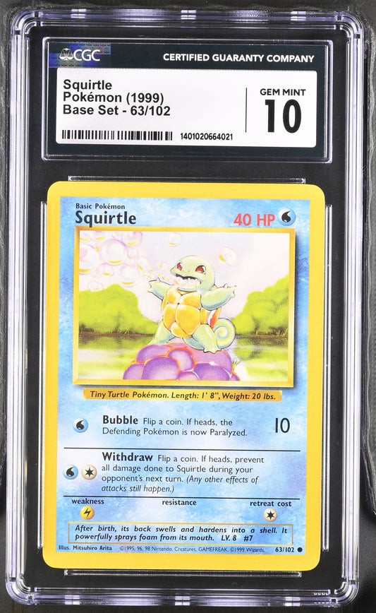 1999 Pokémon Base Set - Unlimited Squirtle #63/102 CGC 10