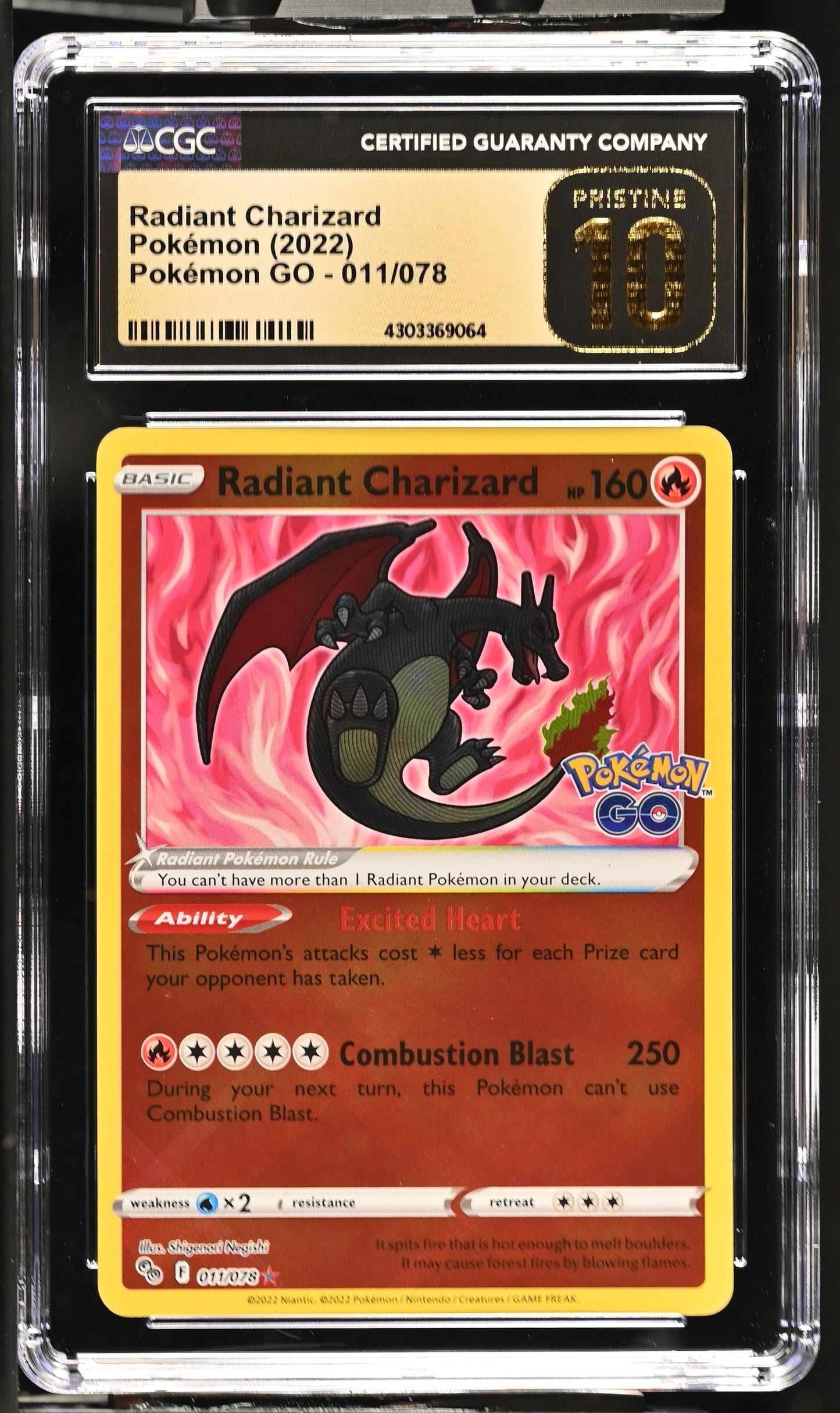 Pokémon Radiant Charizard #011/078 English CGC PRI10