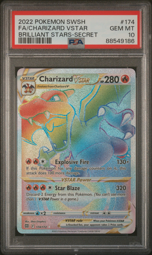 PokéMon TCG Charizard Vstar Fa #174 Brilliant Stars-Secret PSA 10