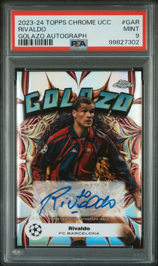 2023-24 Topps Chrome UEFA Club Competitions Golazo Autographs Rivaldo #GAR PSA 9