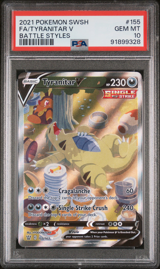 PokéMon TCG Tyranitar V Fa #155 Battle Styles PSA 10